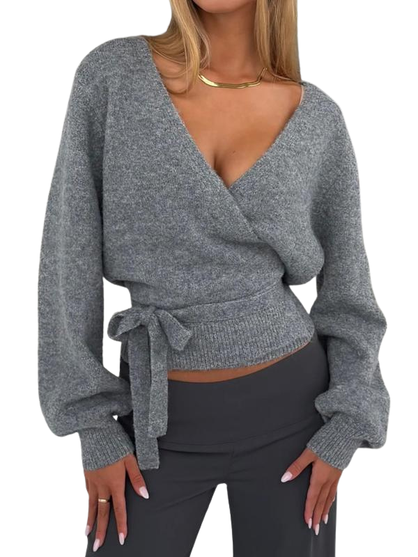 Ingrid – V-Neck Knit Long Sleeve Cardigan Sweater
