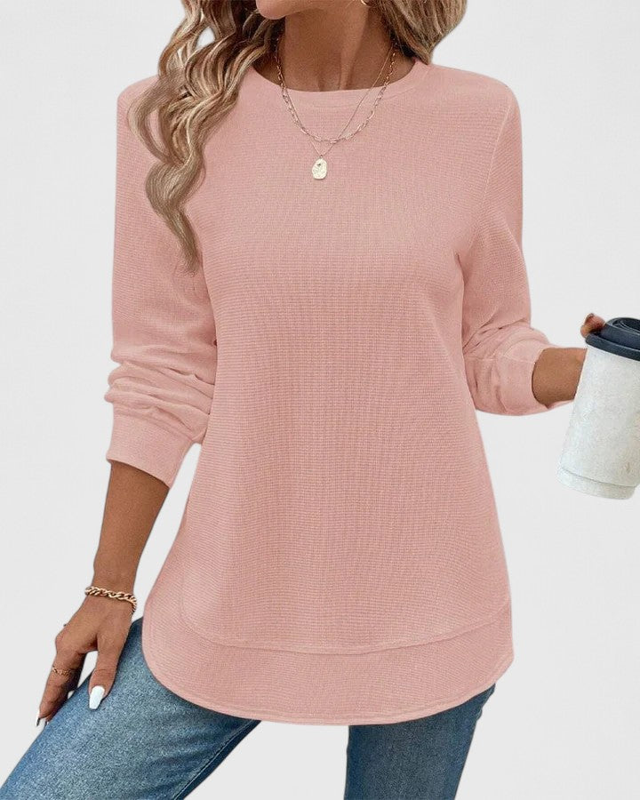 Philippa – Elegant Round Neck Long Sleeve Blouse