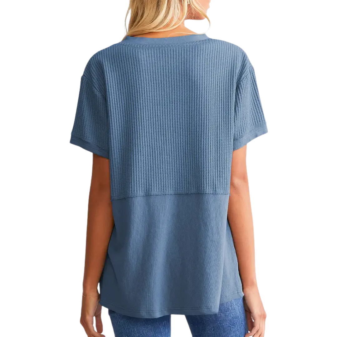 Gracie – Cosy Waffle Knit V-Neck Top