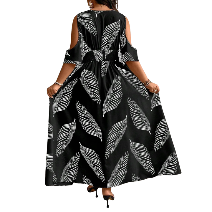 Nancy – Sultry V-Neck Printed Maxi Dress