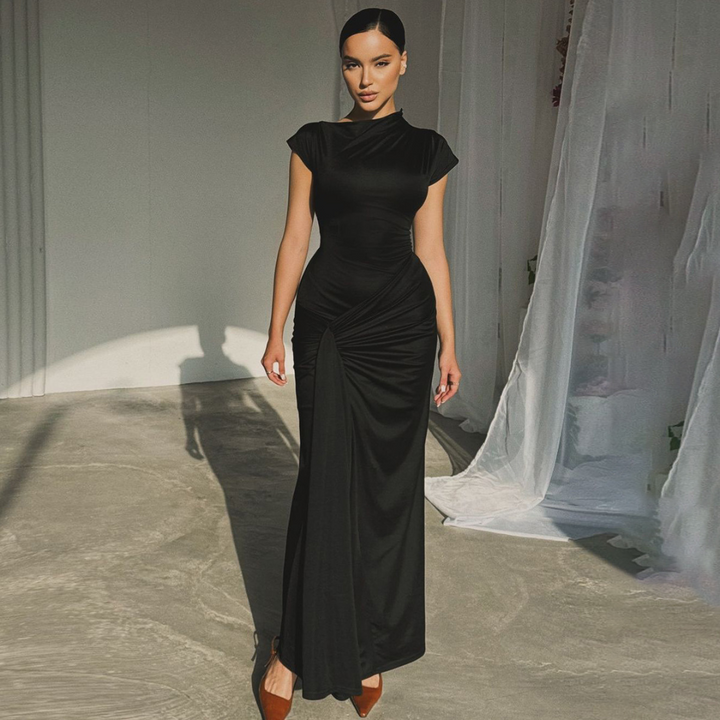 Miriam – Elegant Wrap Ruched Bodycon Formal Dress