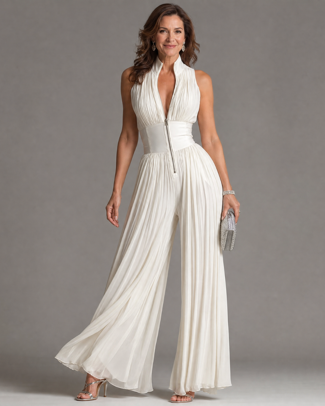 Serena – Pleated Halter Neck Wide Leg Jumpsuit
