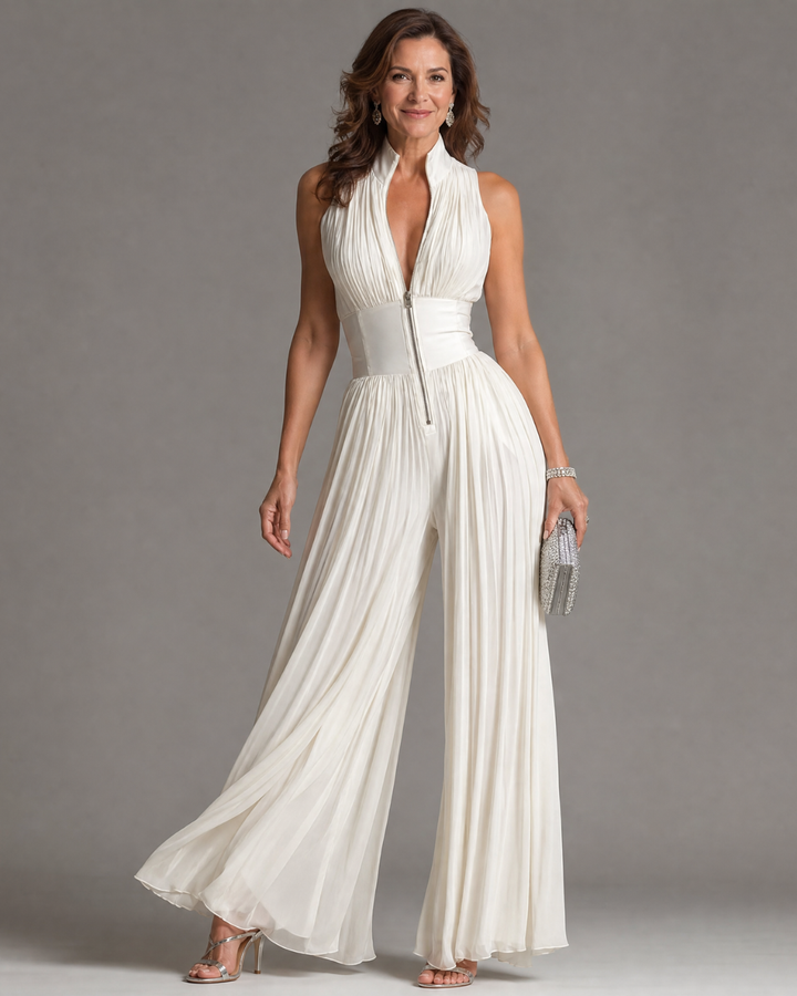Serena – Pleated Halter Neck Wide Leg Jumpsuit