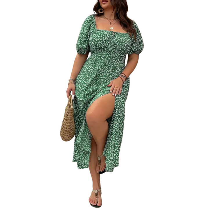 Sonia – Elegant Plus Size Tie Front Floral Dress
