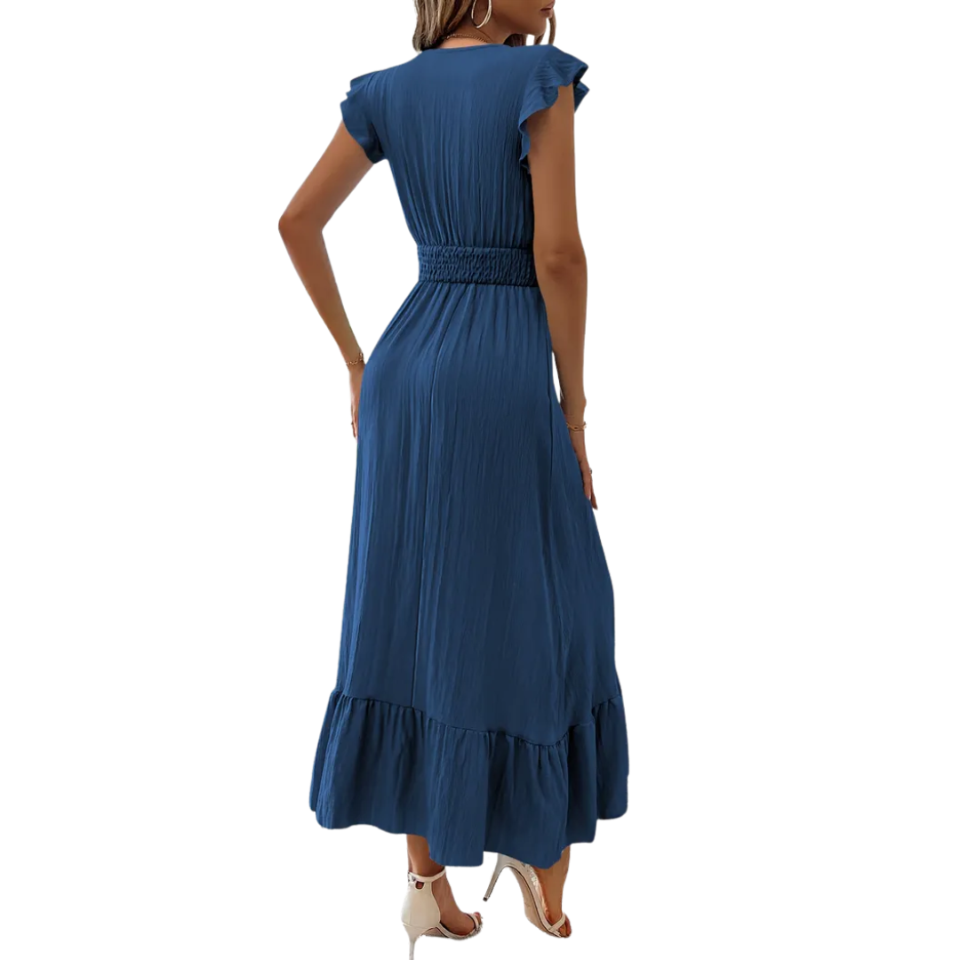 Deirdre – Shirred V-Neck Summer Dress