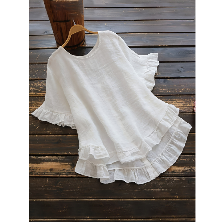Eileen – Simple Plus Size Ruffle Hem Summer Blouse
