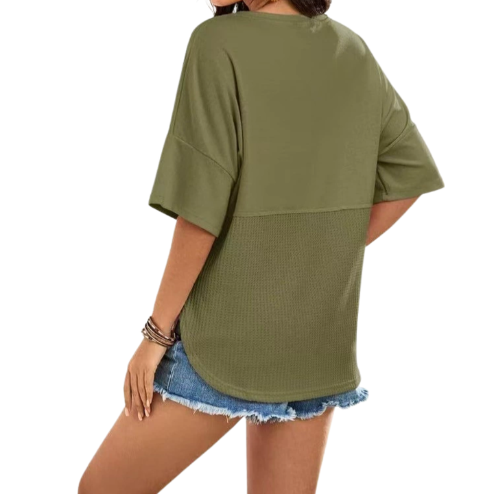 Eileen – Relaxed Waffle Knit Button Blouse