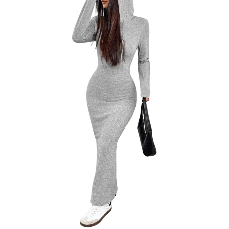 Lucy – Casual Hooded Drawstring Slim Fit Dress