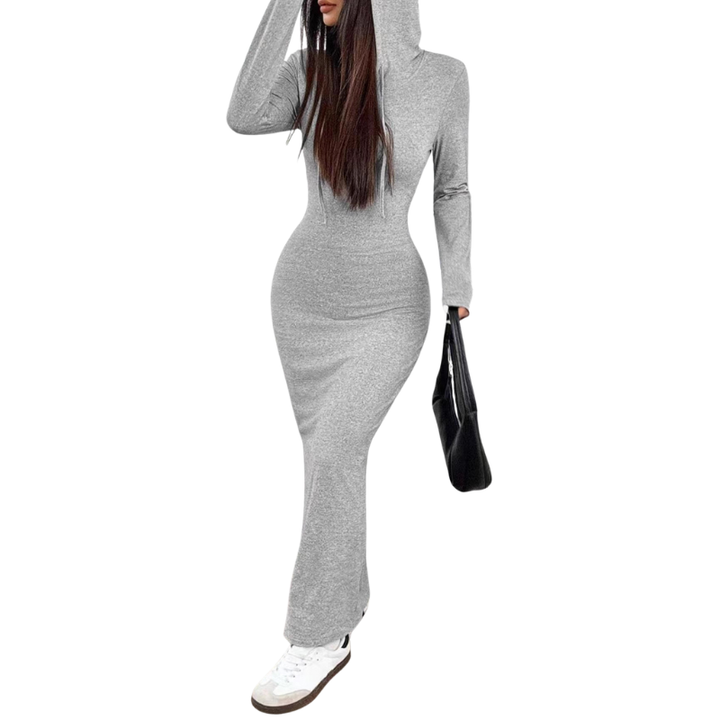 Lucy – Casual Hooded Drawstring Slim Fit Dress
