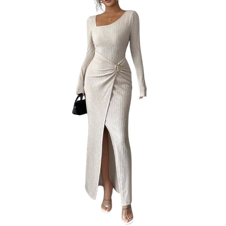 Anthea – Stylish Solid Colour Twisted Long Dress