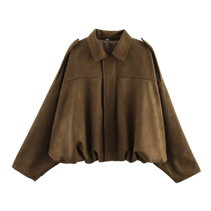 Jill – Classy Long Sleeve Collared Fuzzy Coat