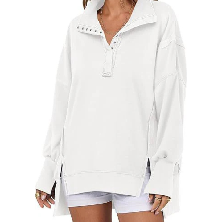 Eileen – Loose Fit High-Low Split Hem Casual Sweatshirt