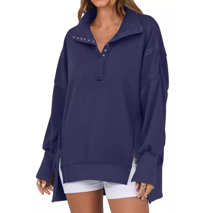 Eileen – Loose Fit High-Low Split Hem Casual Sweatshirt