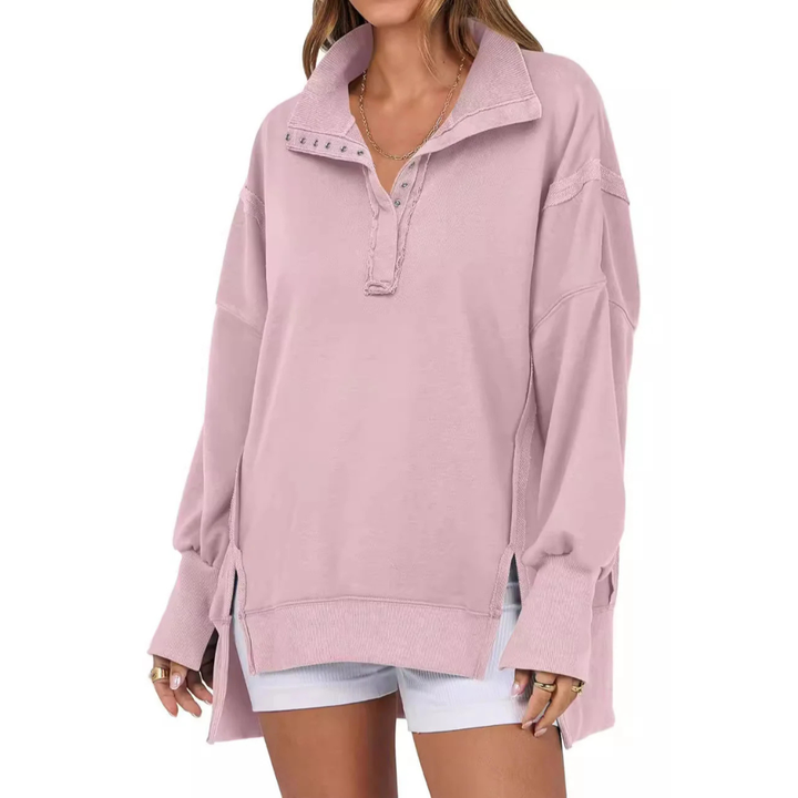 Eileen – Loose Fit High-Low Split Hem Casual Sweatshirt