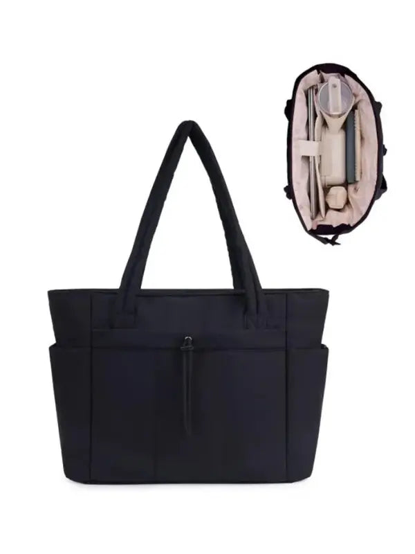 Cheryl – Insulated Puffer Tote Bag with Laptop and Cup Holder