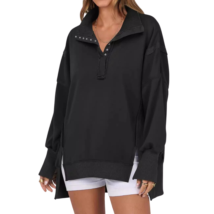 Eileen – Loose Fit High-Low Split Hem Casual Sweatshirt