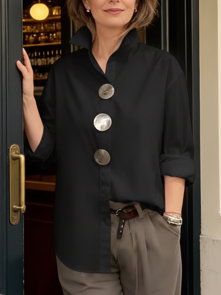 Willa – Statement Button Stand Collar Blouse