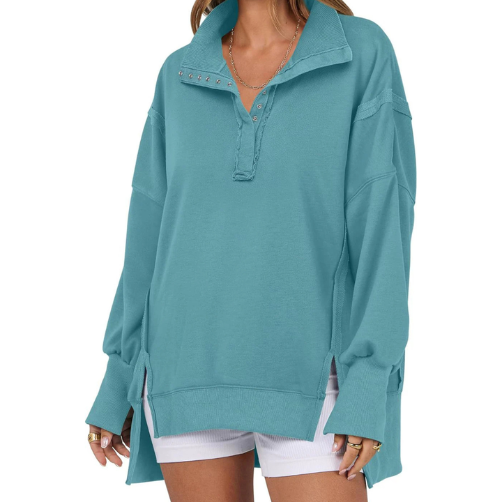 Eileen – Loose Fit High-Low Split Hem Casual Sweatshirt