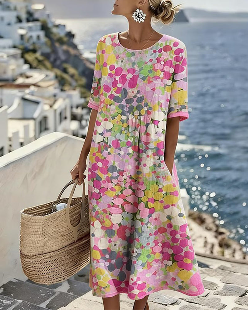Elena – Floral Print Relaxed Midi Dress