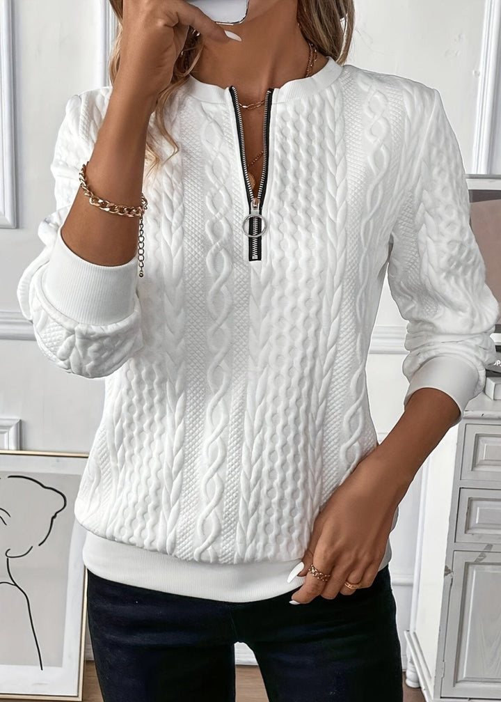 Frances – Bow Print Round Neck Knit Pullover