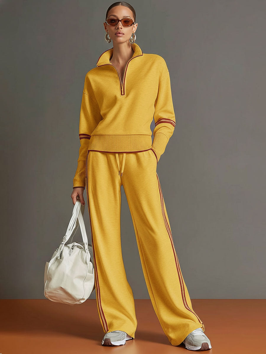 Marietta – Half-Zip Sweatshirt and Wide-Leg Pants Set
