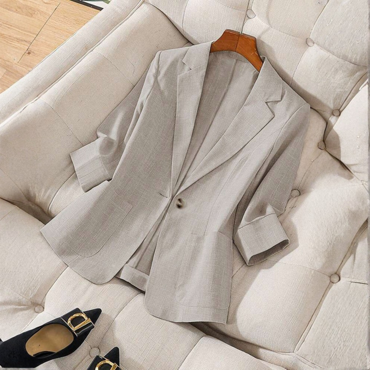 Gillian – Classy Button Front Long Sleeve Office Blazer Coat