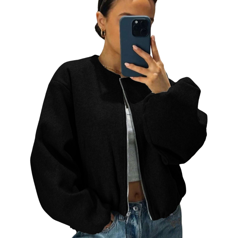 Victoria – Trendy Oversized Collar Detail Cropped Winter Jacket