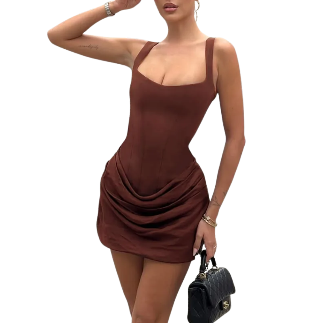 Isobel – Ruched Drawstring Corset Mini Dress