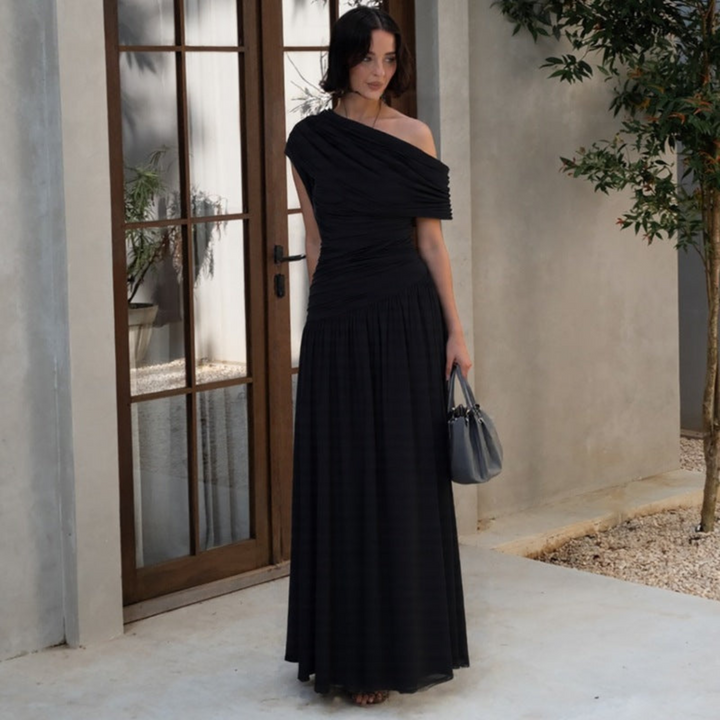 Sally – Elegant One Shoulder Evening Maxi Dress