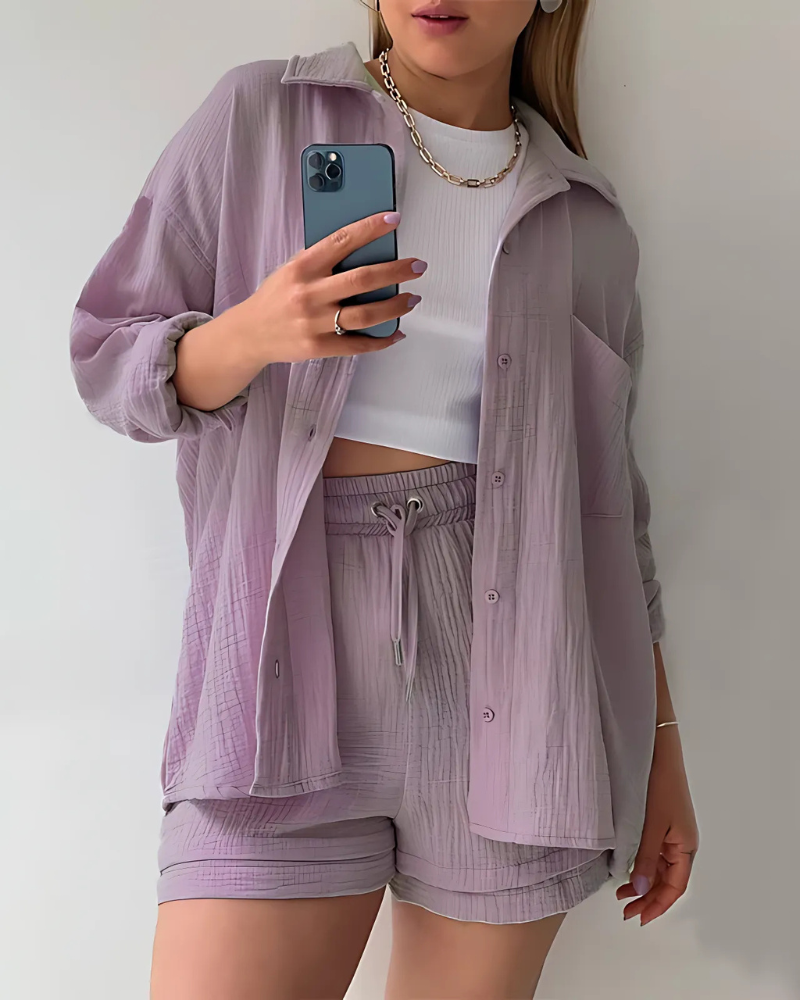 Vera – Modern Button-Up Shorts Set