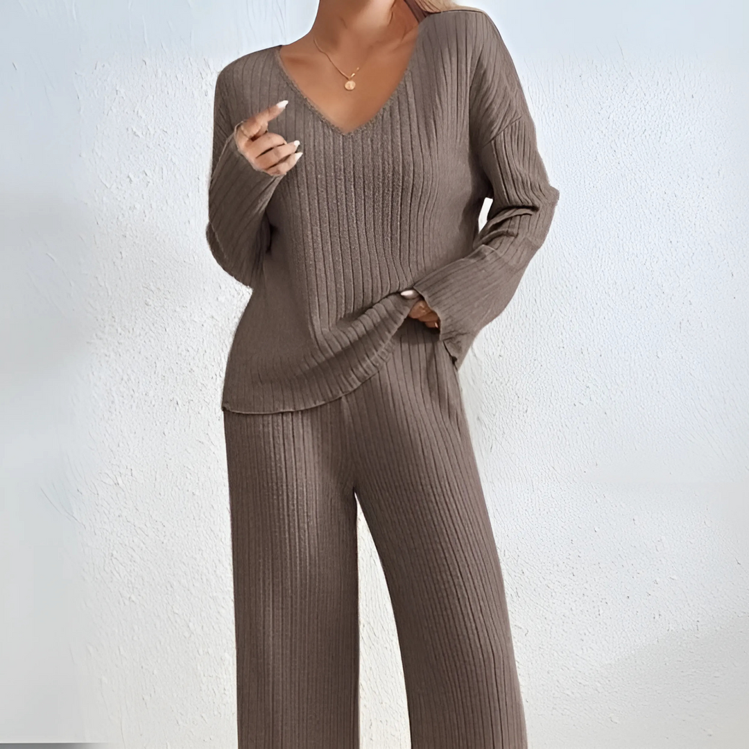 Cynthia – Comfy Drop Shoulder Long Sleeve Top and Pants Set