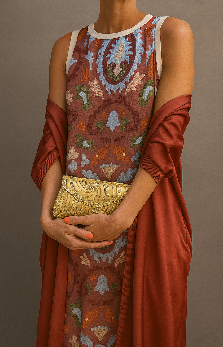Pamela – Printed Maxi Dress and Vest Set