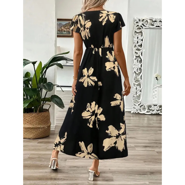 Sonia – Elegant Summer Printed Short Sleeve Maxi Dress