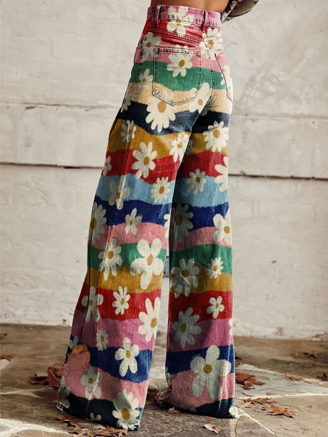 Nancy – Retro Floral Wide Leg Trousers