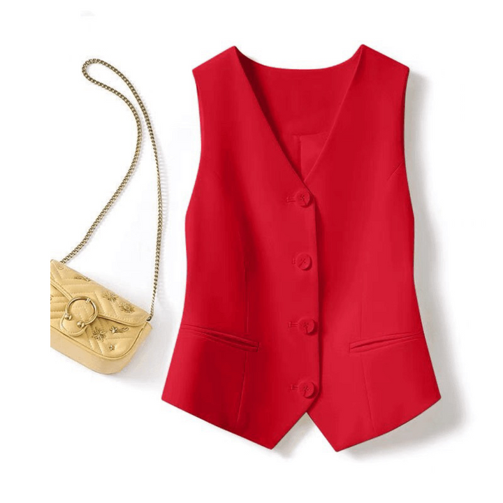 Teresa – Classy Sleeveless Button-Front Suit Vest