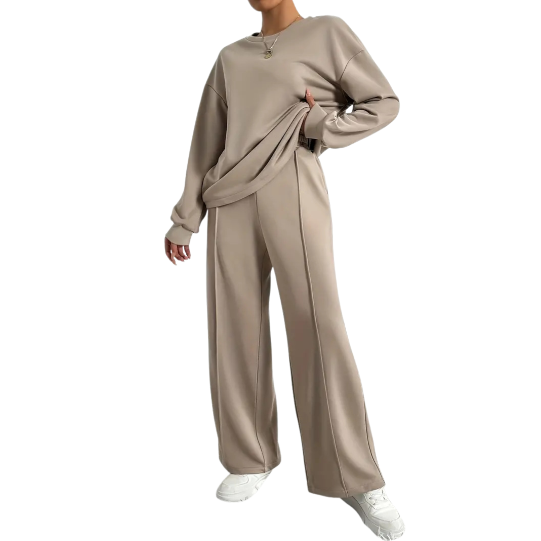 Stephanie – Ribbed Crop Top and Elastic Waist Pants Casual Set