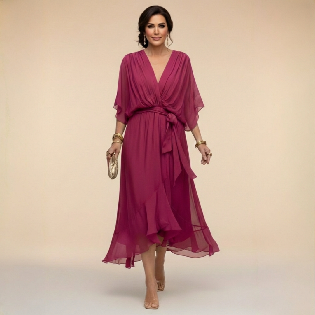 Nadine – Chiffon V-Neck Dress