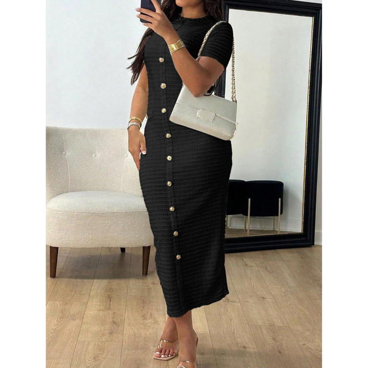 Alina – Elegant Crew Neck Formal Midi Dress
