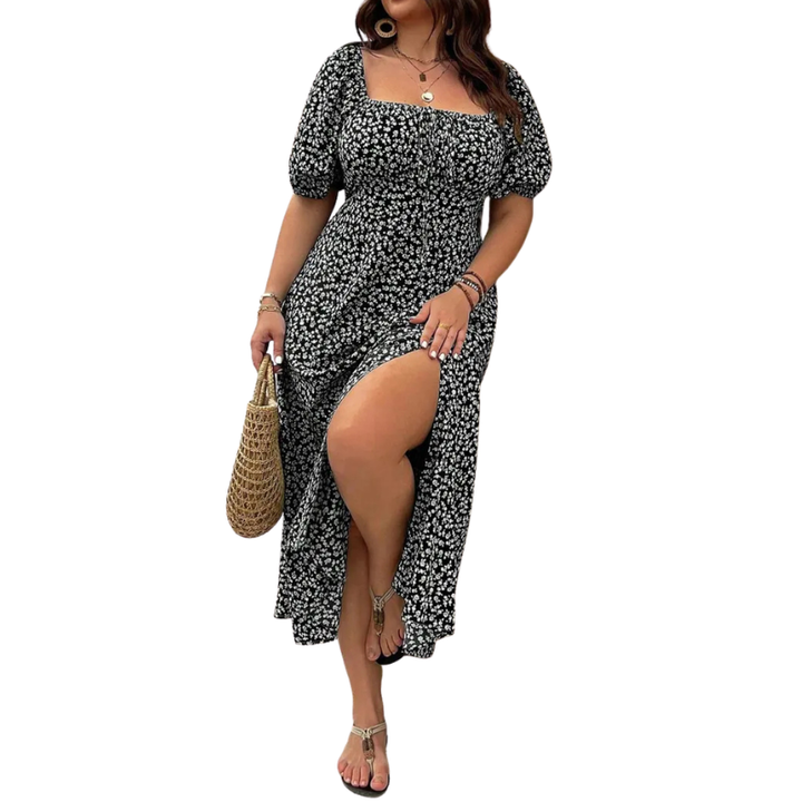 Sandra – Trendy Plus Size Floral Print Dress