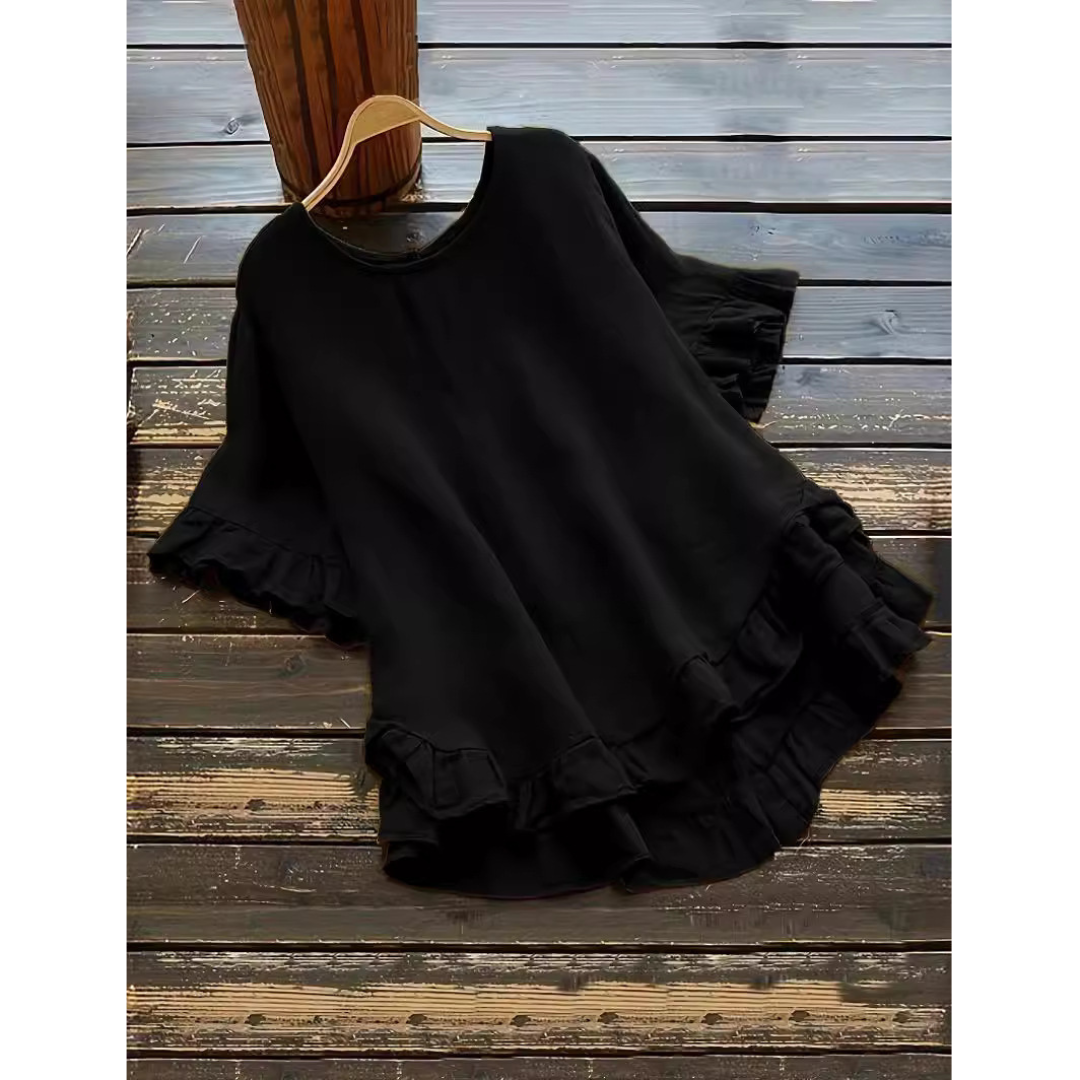 Eileen – Simple Plus Size Ruffle Hem Summer Blouse