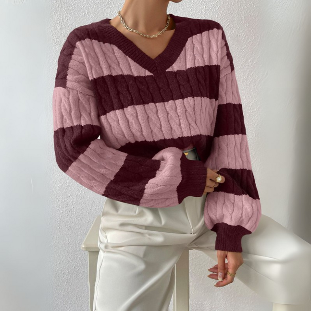 Teresa – Comfy V-Neck Long Sleeve Sweater