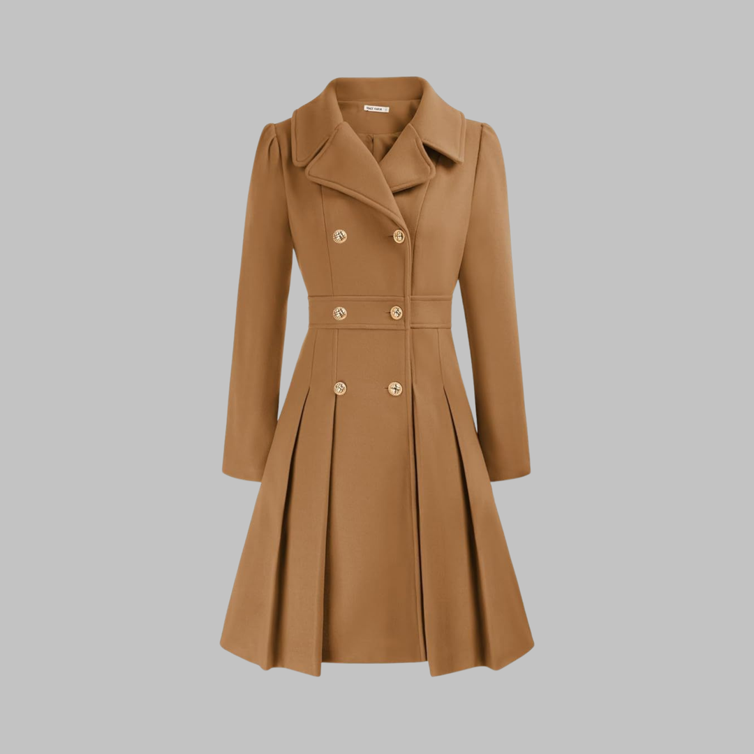 Enid – Classy Double Button Long Sleeve Coat