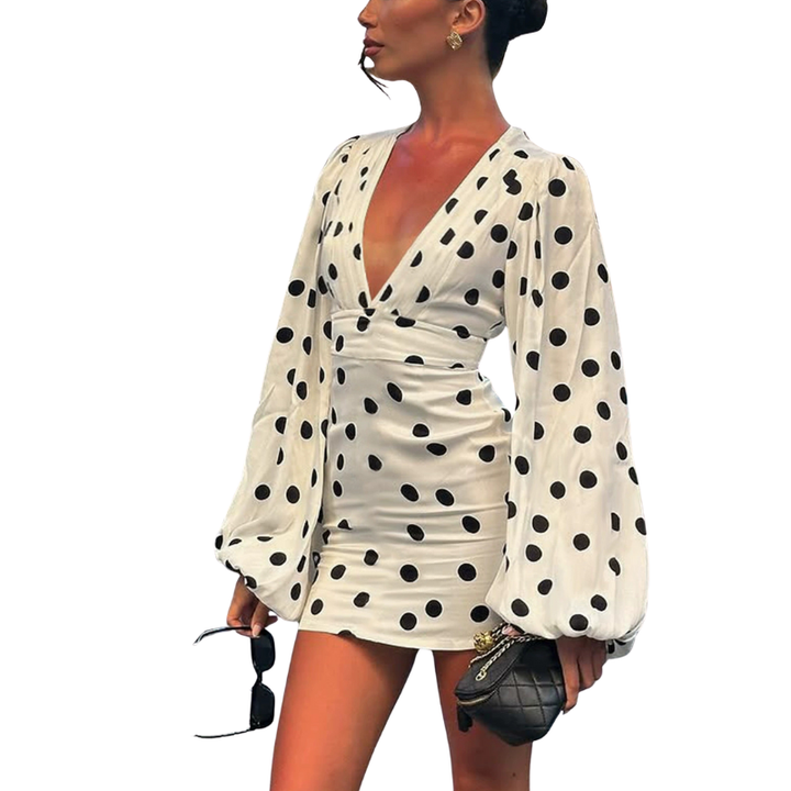 Betty – Elegant Shirred Waist Long Sleeve Dress