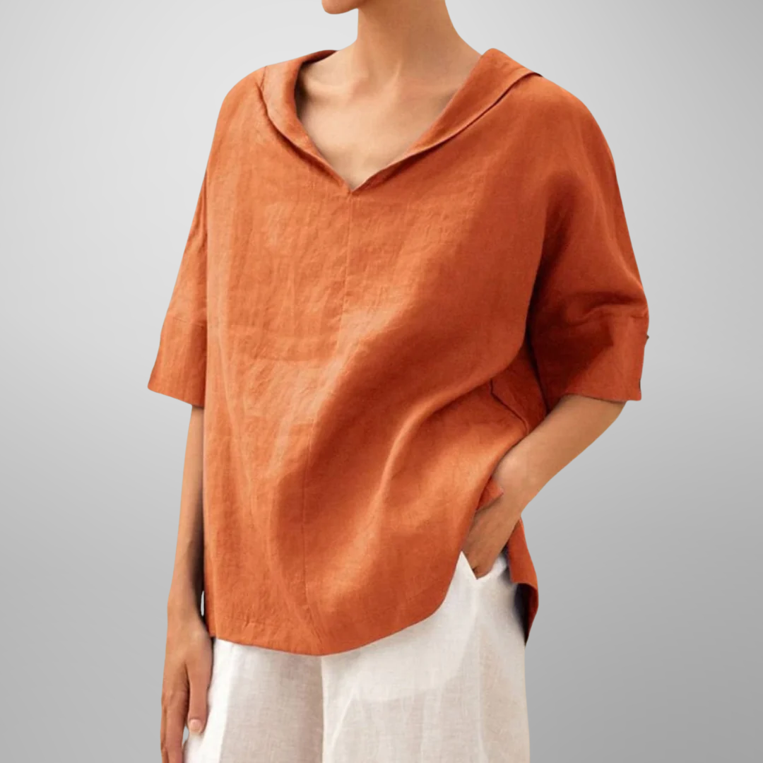 Jean – Casual Button V-Neck Long Sleeve Oversized Blouse