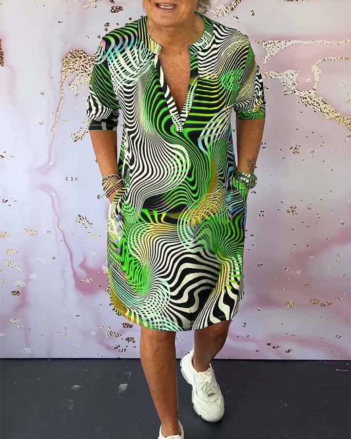 Deirdre – Colourful V-Neck Dress