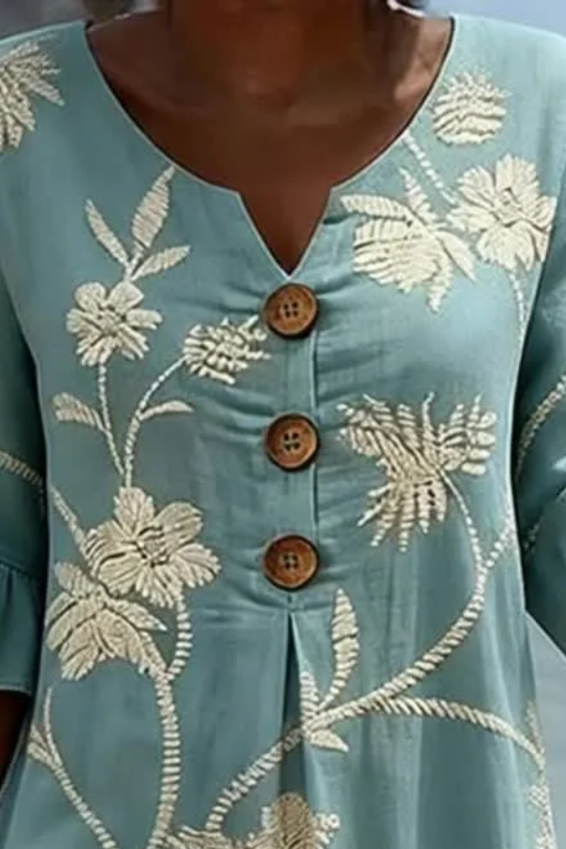 Harriet – Embroidered Botanical Midi Dress