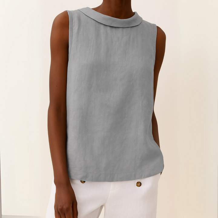 Josephine – Sleeveless Roll Collar Top