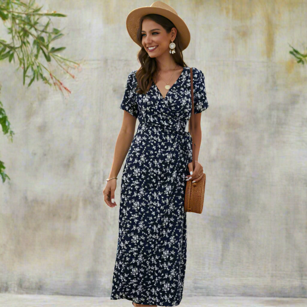 Eileen – Plus Size V-Neck Flounce Sleeve Summer Dress