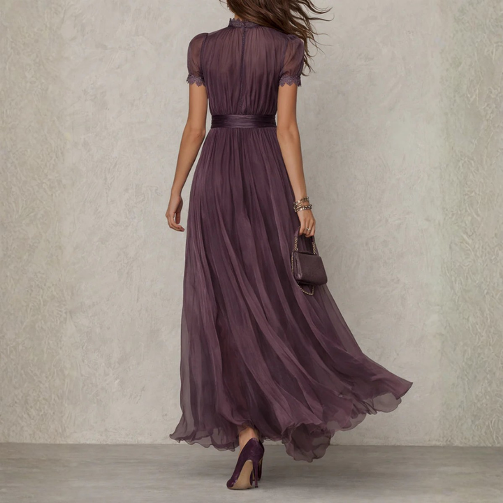 Audrey – Lace Trim Chiffon Maxi Dress
