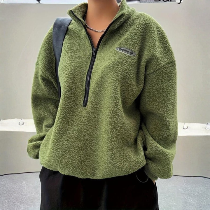 Josie – Comfy Fuzzy Half Zip Long Sleeve Sweatshirt